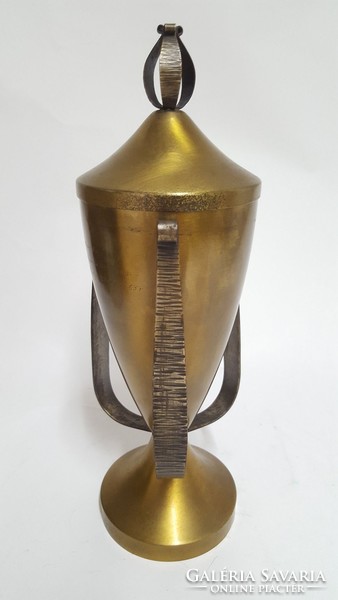 Iparművész kupa sárgaréz , kézikalapált retro dísztárgy , dísz pohár 1970 körül - 0948