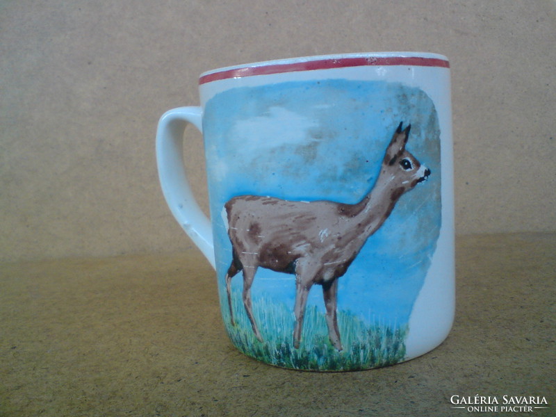 Homemade, hand-painted old white ceramic mug (kgy granite)