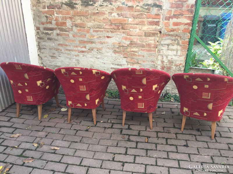4pcs retro mid century armchair chair with new upholstery