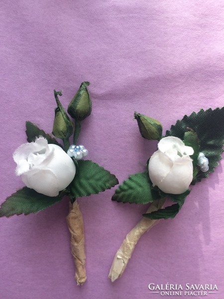 Vintage esküvői fehér rózsás zakódísz, öltönydísz