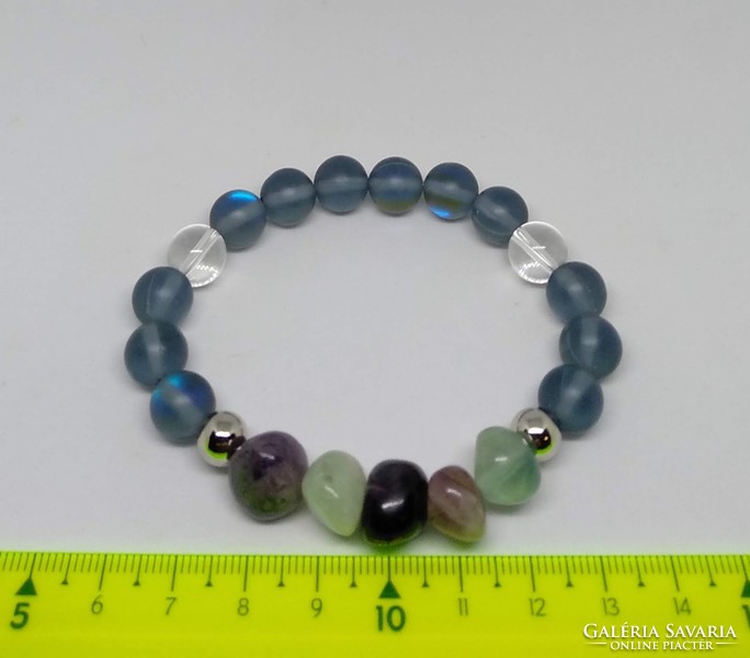 Rainbow fluorite bracelet, made of 10-12 mm amorphous beads