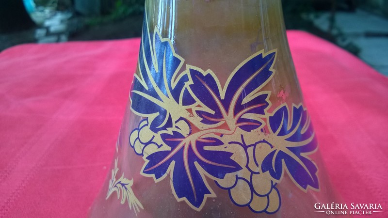 Rare shape hand-painted wine bottle with a bay mouth in perfect condition 28 cm