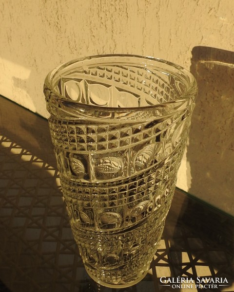 Súlyos nagy régi öntött üveg váza
