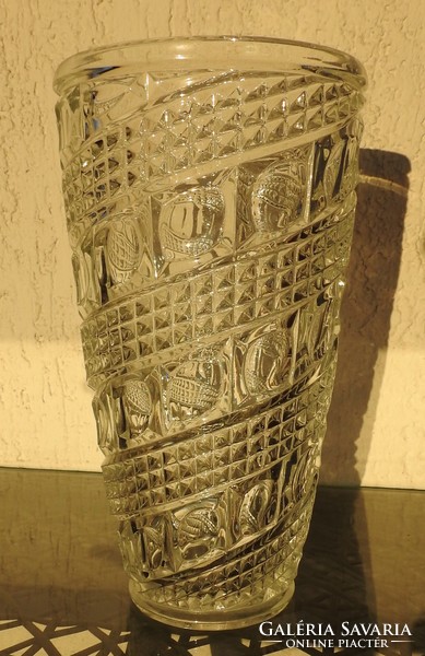 Súlyos nagy régi öntött üveg váza