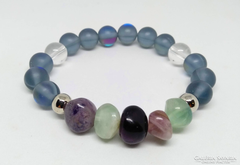 Rainbow fluorite bracelet, made of 10-12 mm amorphous beads