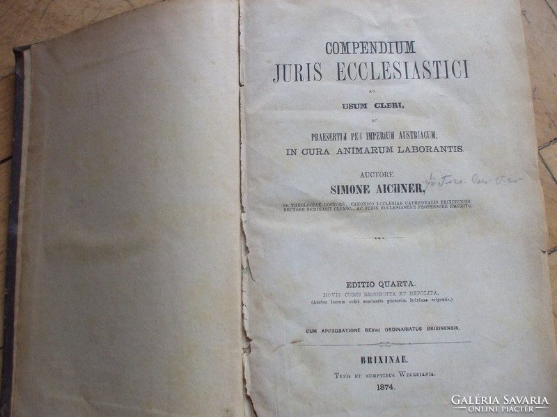 Simone Aichner: Compendium juris ecclesiastici ad usum cleri.. 1874