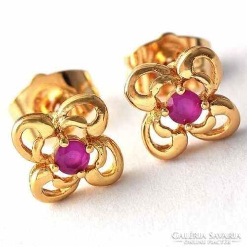 Filled gold (gf) earrings with faceted ruby cz crystal