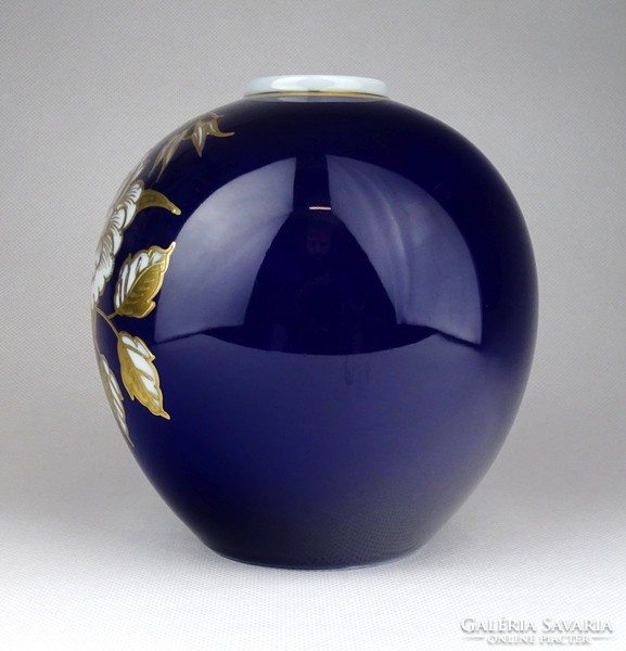 1C556 Régi jelzett kobaltkék Wallendorf porcelán váza 13.5 cm