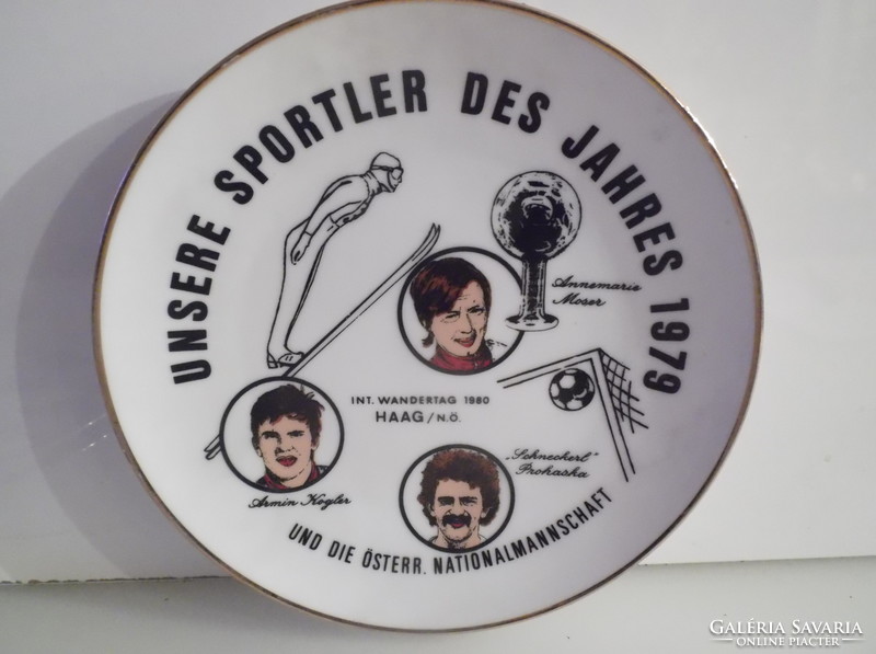 Plate - bavaria - year 1979 - Austrian athletes - 20 cm - gold-plated - porcelain - perfect