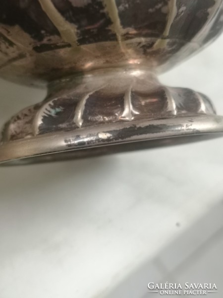 Neo rokokó ezüst teáskanna cukortartó 950g csavart elegáns forma aranyozva