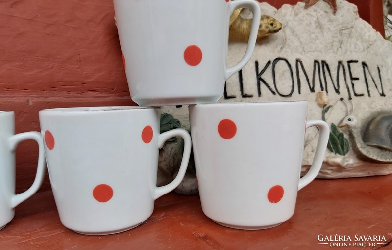 4 German red polka dot mugs, mugs, nostalgia