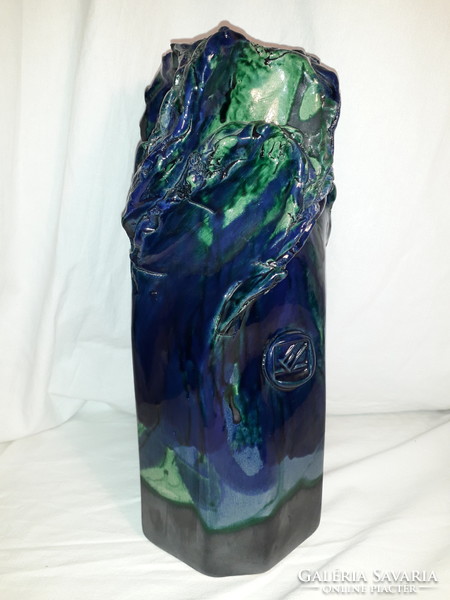 Különleges jelzett Katona Endre pompás színű kerámia nagy méretű váza