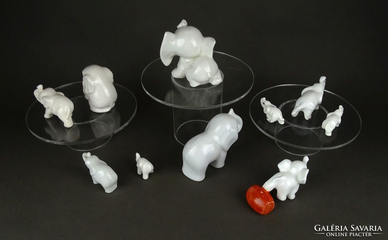 1C543 Kisméretű fehér porcelán elefánt csomag 10 darab