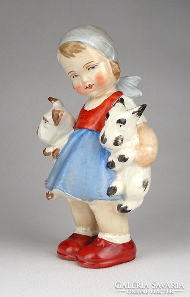 1C615 Régi SITZENDORF jelzett porcelán kislány figura 16.5 cm