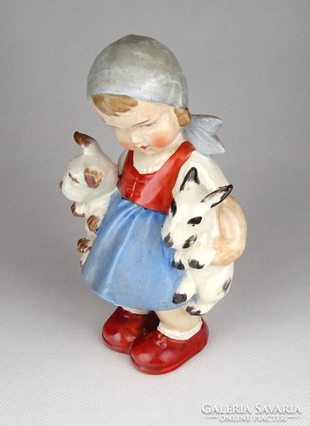 1C615 Régi SITZENDORF jelzett porcelán kislány figura 16.5 cm