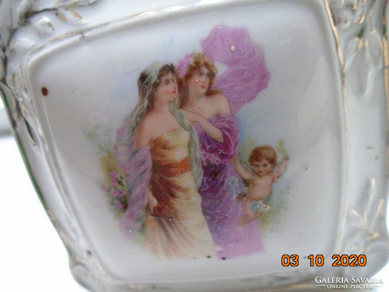 19th Viennese court bonbonier with nymphs, angel, embossed empire flower pattern