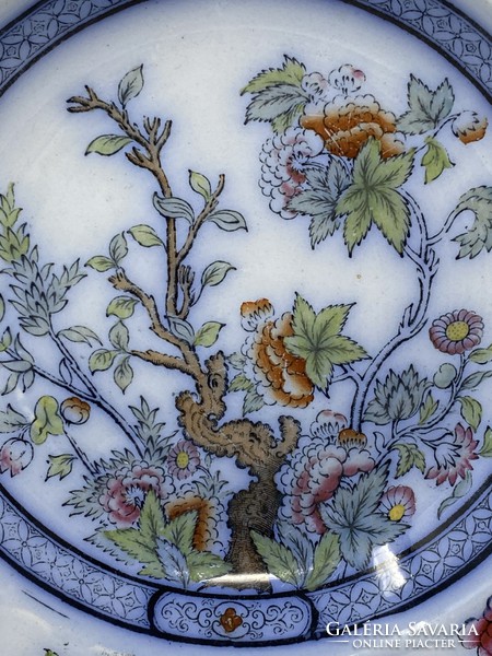 19th century antique vesper English Chinese porcelain wall plate with cobalt blue pattern - cz