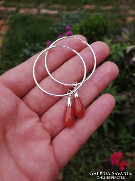 Silver and carnelian earrings