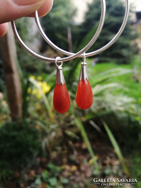 Silver and carnelian earrings