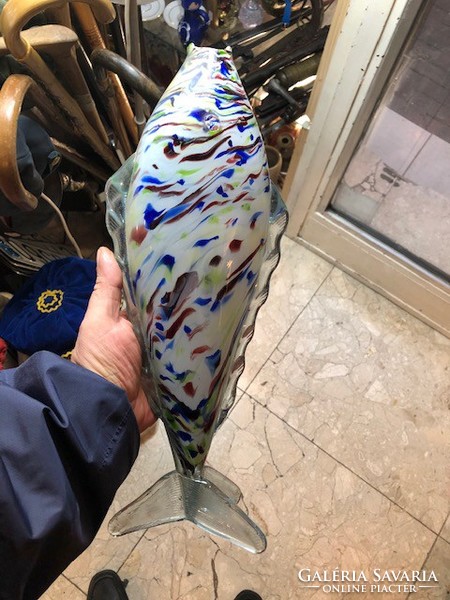 ​Üveg váza, 30 cm magas, gyönyörű, színes, lakberendezéshez.