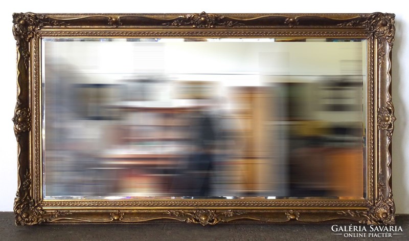 1C645 Antik hatalmas aranyozott Hoffann Ferencz Blondel keretes tükör 122 x 218 cm