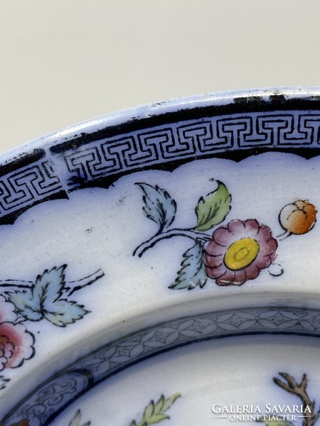 19th century antique vesper English Chinese porcelain wall plate with cobalt blue pattern - cz