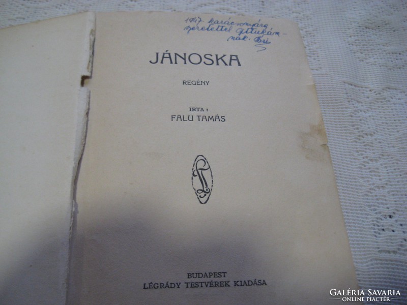 Falu Tamás :  Jánoska  című  regénye , 1929.
