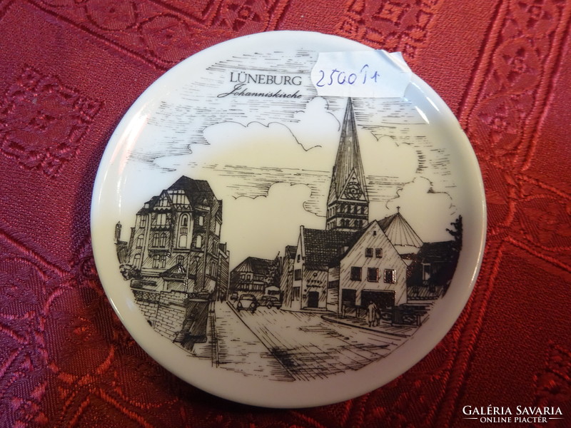 German porcelain mini wall plate with a view of Lüneburg. Royal, diameter 9 cm. He has!