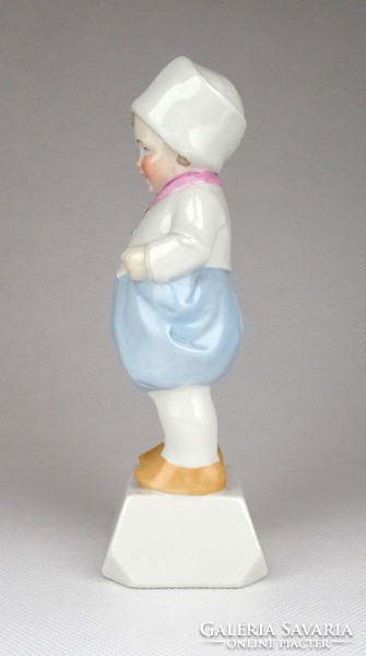 1C612 Régi orasz kék bugyogós porcelán baba figura 16 cm