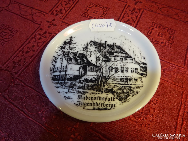 German porcelain mini wall plate with a view of radevormwald, diameter 9.8 cm. He has!