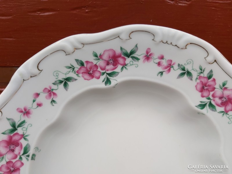 Rare Zsolnay deep plate with flowers, plate, collector's piece, nostalgia piece
