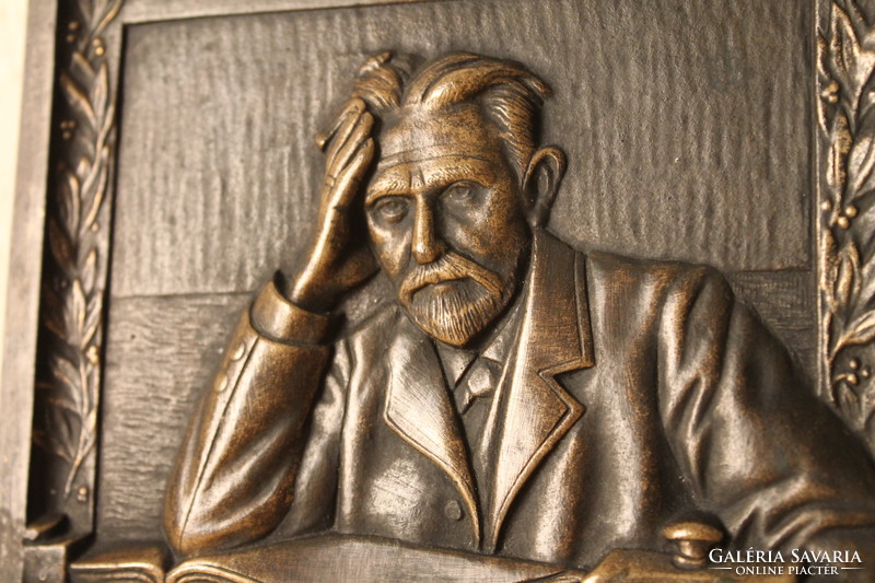 August Bebel portré bronz plakett, szobor, falikép