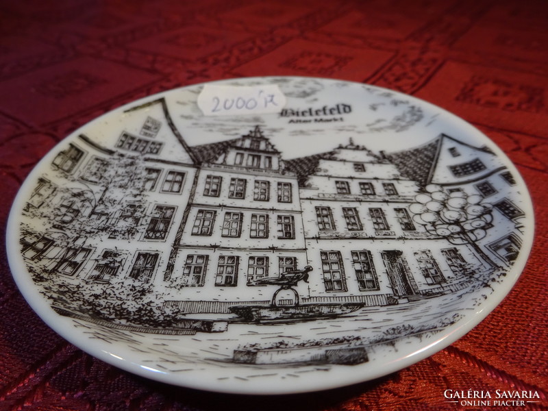 German porcelain mini wall plate with a view of Bielefeld. He has!