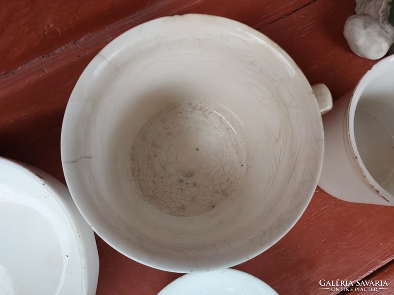 White granite package of 3, bowls, mugs, nostalgia piece, rustic decoration, sold together