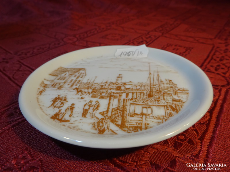 German porcelain mini wall plate with a view of cuxhaven. He has!