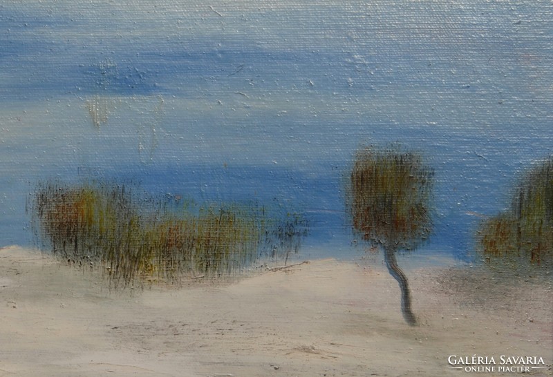 Sand dunes on the beach - framed oil painting