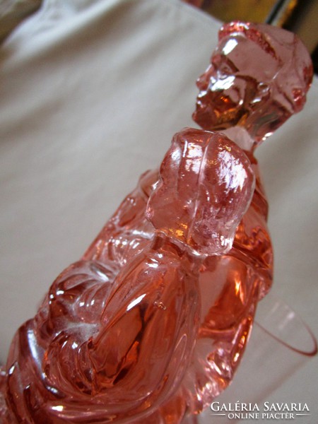 Saint Antal of Padua 32 cm pink Murano glass statue with vase holder sharp contour unusual