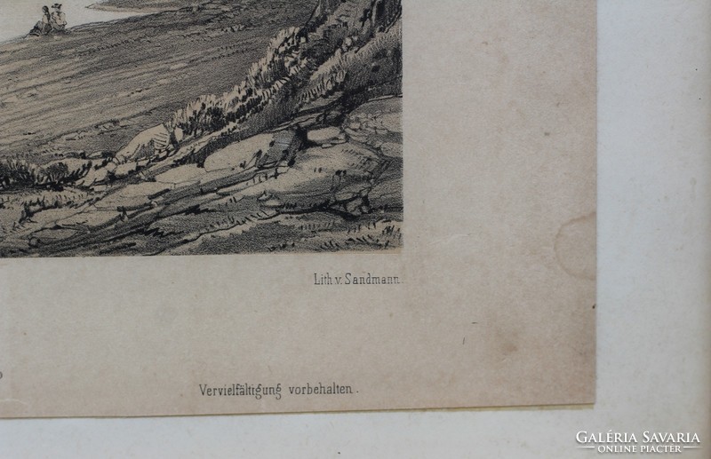 J. Alt - F.X. Sandmann: A Duna Komáromnál - Antik litográfia