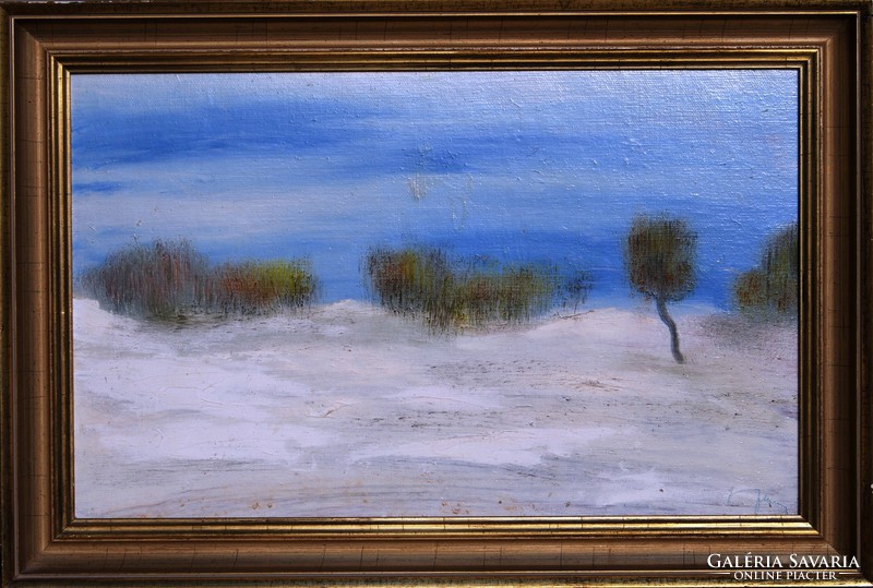Sand dunes on the beach - framed oil painting