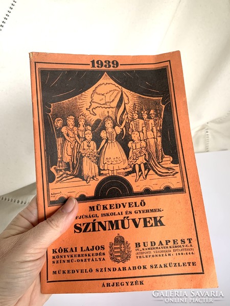 Színház 30-as évek Színmű árlista 1939 papír régiség színház művészet irodalom könyv