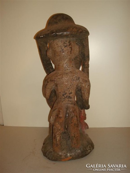 Antik patinás afrika afrikai Yoruba népcsoport festett lovas fa szobor Nigéria Gyűjteményi ritkaság