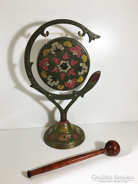 Indiai kézzel festett réz gong