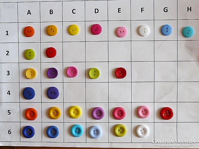 12-15 mm button, from collection for clothes, bags, plastic