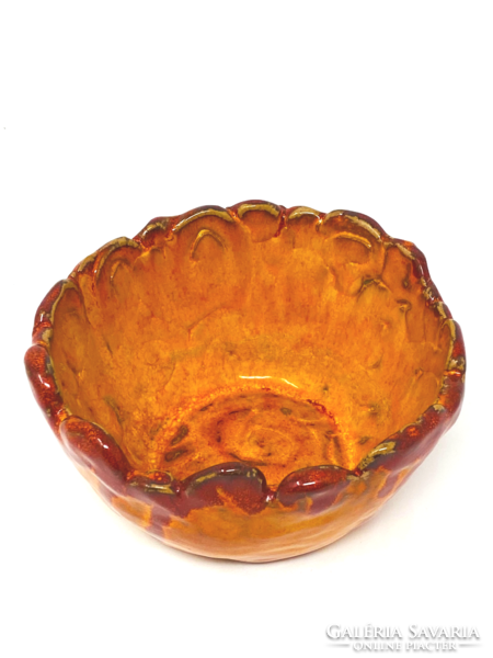 Retro ceramic bowl in orange color, medium size - czzs