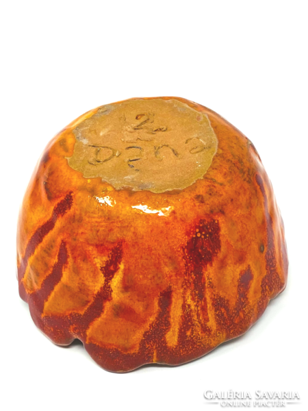 Retro ceramic bowl in orange color, medium size - czzs