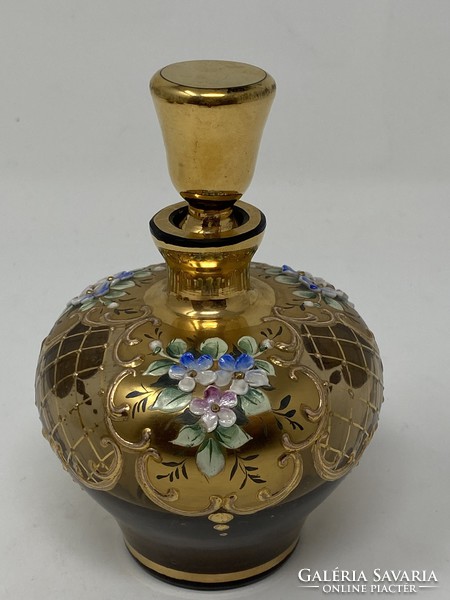 Elegáns vintage csehszlovák Bohemia női boudoir szett - 2 db parfümös üveg és egy ékszertartó -CZ