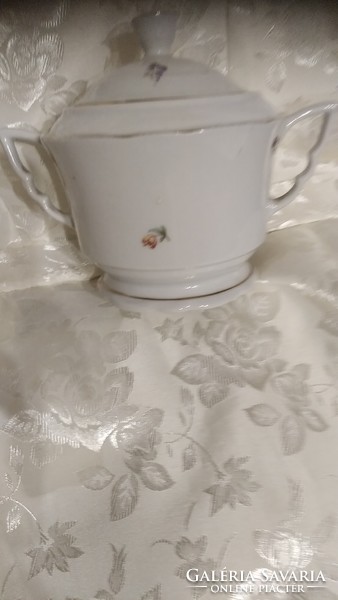 Zsolnay tiny floral sugar bowl with leprechaun ears