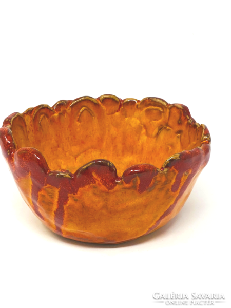 Retro ceramic bowl in orange color, medium size - czzs