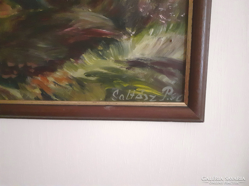 Soltész Péter Őszi táj olajfestmény. 54 x 80 cm