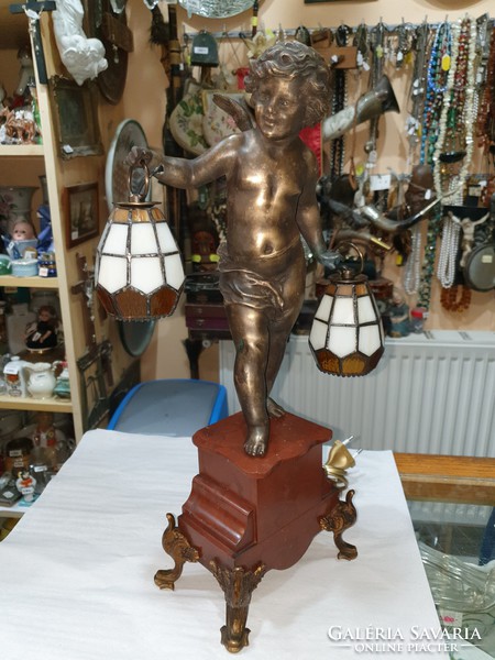 Régi Felújjitott figurális Tiffany búrás asztali lámpa 